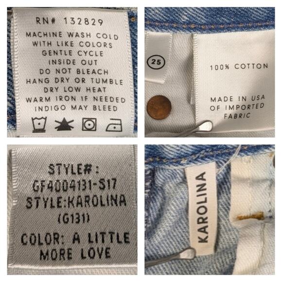 GRLFRND Karolina High Rise Destroyed Jeans GUC $248 Size 25     J1510 - Picture 7 of 8